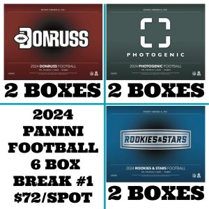 8:00pm Friday, February 7th - 2024 Panini Football NEW Hobby Product 6 Box Break #1