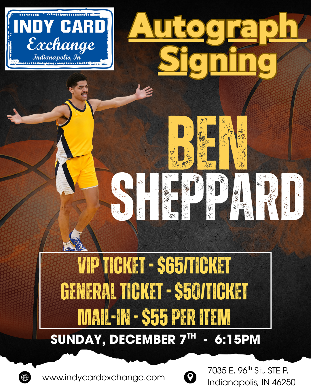 Sunday, December 7th - Ben Sheppard Autograph Ticket Plus VIP Entrance